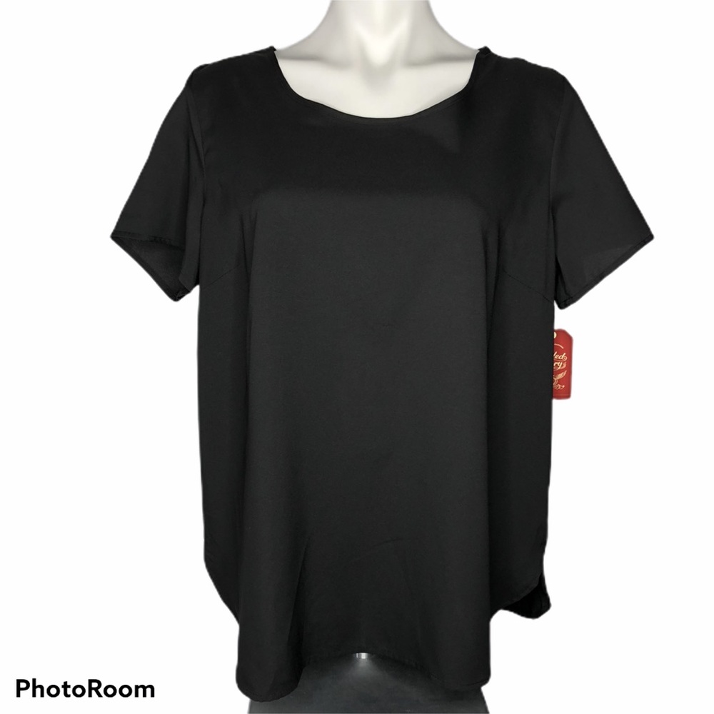 NWT Faded Glory Lightweight Semi Sheer Black Top